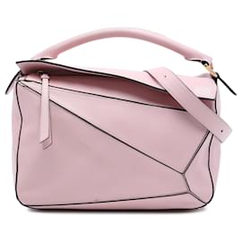 Borsa Puzzle Medium in pelle di vitello rosa LOEWE