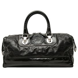 Black Gucci Medium Calfskin Dialux Snow Glam Boston Bag
