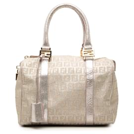 Borsa Boston Forever Bauletto Fendi Small in tela Zucchino metallizzata rosa