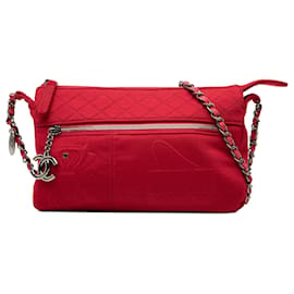 Borsa a tracolla Chanel Hawaii in jersey matelassé rossa