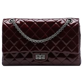 Borsa a tracolla Chanel Reissue 2.55 Double Flap 226 in vernice matelassé rossa