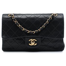 Borsa a tracolla Chanel Small Classic Double Flap in pelle di agnello nera
