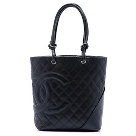 Chanel Medium Cambon Ligne Tote aus schwarzem Lammleder
