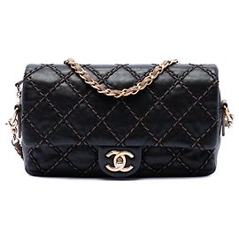 Borsa a tracolla Chanel Paris Dallas Small in pelle di vitello trapuntata nera con cuciture Chic Stitch
