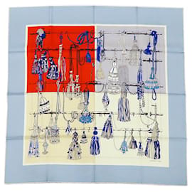 Foulard di seta Hermès Passementerie Quadri Blu 90