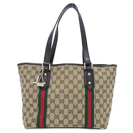 Sac à main Gucci en toile GG beige et marron
