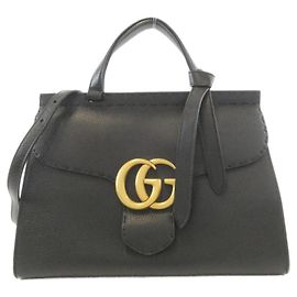 Bolsa de mão Gucci GG Marmont em couro preto