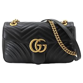Borsa a tracolla Gucci GG Marmont in pelle nera