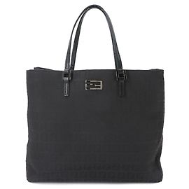 Fendi Zucchino Canvas und Leder Tote Handtasche