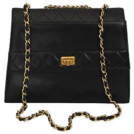 Chanel Trapeze Flap Bag in Black Quilted Leather