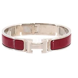 Hermes Clic H PM Bangle in Red and Silver - Hermès