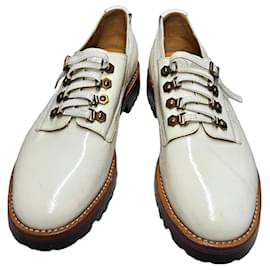 Scarpe Derby stringate in pelle verniciata bianca Christian Dior
