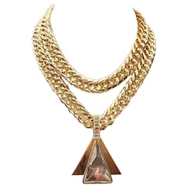 Autre Marque Collana a catena chunky tono oro con pendente in cristallo Joan Collins Collection