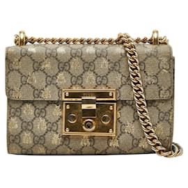 Borsa a tracolla Gucci GG Supreme con catena e lucchetto