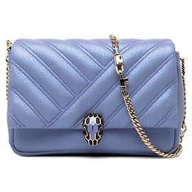Bulgari Borsa a tracolla Bvlgari Serpenti Cabochon in pelle viola