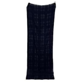 Stola Hermes Navy in Cashmere x Seta a Quadri - Hermès