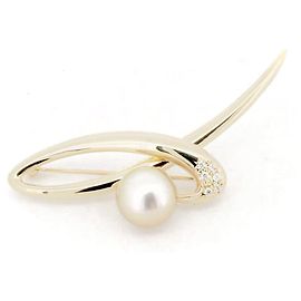 Broche Tasaki Perle Diamant Au750