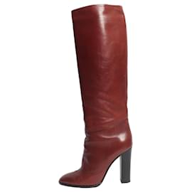 Kniehohe Lederstiefel in Braun - size UK 7 - Céline