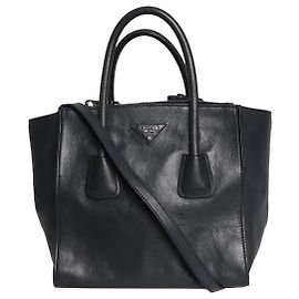Prada Bolsa de bolso duplo em couro de bezerro glacé Navy