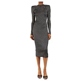Robe midi en maille lurex noire et argentée - size S - Christopher Kane