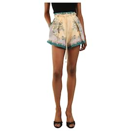Indra bedruckte Leinen-Shorts in Grün und Creme - size UK 6 - Zimmermann