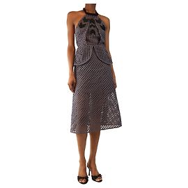 Self portrait Besticktes Peplum-Kleid in Smoked Lilac - size UK 6