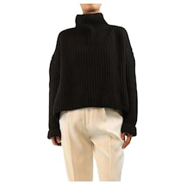 G. Kero Gerippter Rollkragenpullover in Dunkelbraun - size S