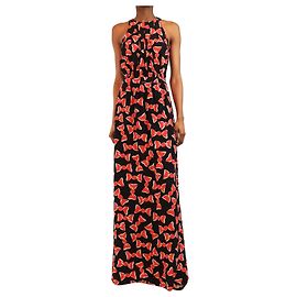 Autre Marque Vestido maxi sin mangas con estampado de caramelos en negro y rojo - size UK 8