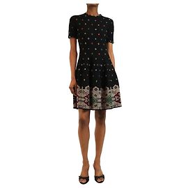 Alexander Mcqueen Schwarzes besticktes Minikleid mit kurzen Ärmeln - size S