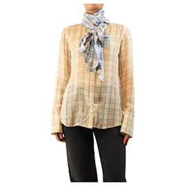 Camisa de seda a cuadros verdes y azules - size UK 8 - Acne