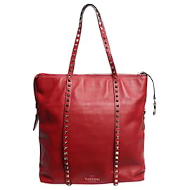 Red Rockstud Leder-Tote-Bag - Valentino