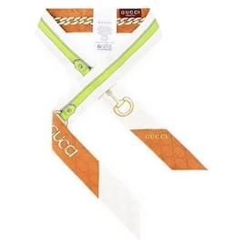 Foulard in seta da donna con stampa a catena e morsetto - Gucci