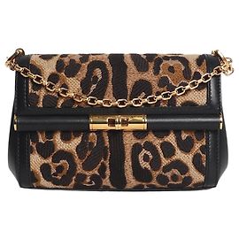 Dolce & Gabbana Borsa a tracolla Marlene con stampa leopardata nera