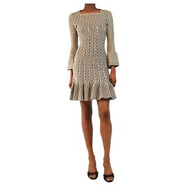 Alaïa Vestido mini de malha de manga comprida preto e branco - size UK 8