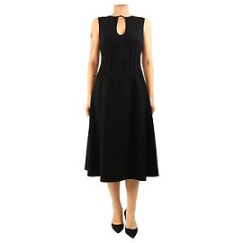 Oscar de la Renta Vestido midi negro sin mangas con aberturas - size UK 10
