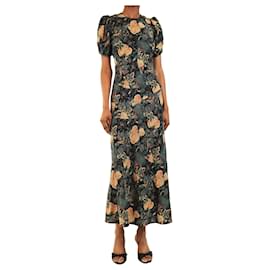 Seidenkleid mit schwarzem Blumenprint - size UK 8 - Ulla Johnson