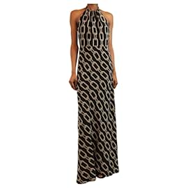 Nili Lotan Halterneck-Kleid mit Print in Schwarz und Beige - size UK 8