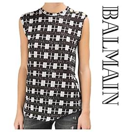 Ärmelloses Top mit Schal und Goldknöpfen - Balmain