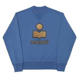  Fleece-Sweatshirt Blau mit gesticktem Logo aus Samt - Isabel Marant