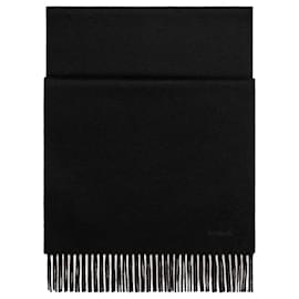 Sciarpa in cashmere nera con logo ricamato - Hermès