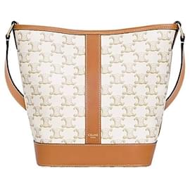 Céline Small Bucket Trionf Canvas Calfskin