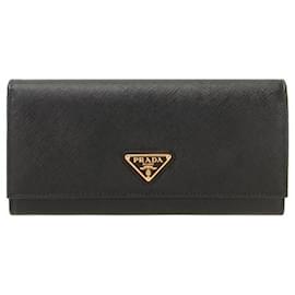 Prada Saffiano Triangle Long Wallet mit Klappe stamp: QHH