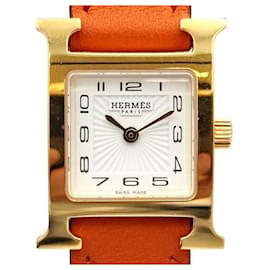 Relógio Hour de duas pulseiras banhado a ouro - Hermès