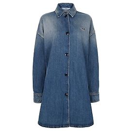 Prada Camisa de denim azul claro con logotipo triangular