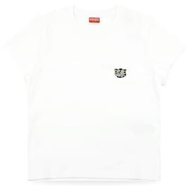 T-Shirt mit kurzen Ärmeln für Damen mit Wild Tiger Stickerei-Patch (White) - Kenzo