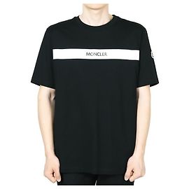T-shirt a maniche corte in cotone con logo RUBBERISED da uomo Moncler (Black)