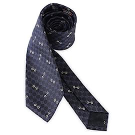 Seidenkrawatte für Herren mit GG Jacquard-Logo (Dark Blue) - Gucci