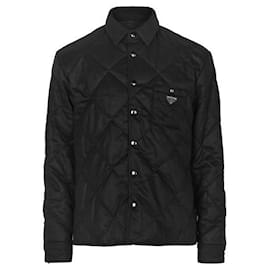 Gesteppte Hemdjacke aus Kaschmir in Schwarz - Prada