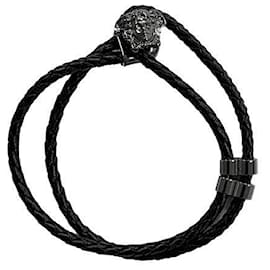 Geflochtenes Lederarmband Schwarz - Versace