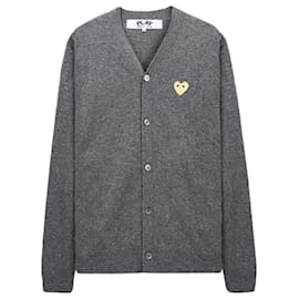 Comme Des Garcons Cardigan in lana con patch cuore dorato stamp: AX